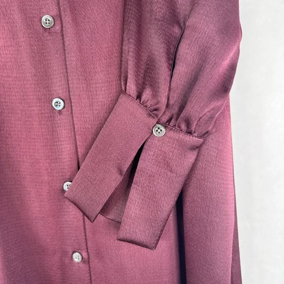 KATE SPADE COLLECTION Satin Midi Shirtdress in Candied Fig - NJMUA864 - Sz 0 - Picture 10 of 12